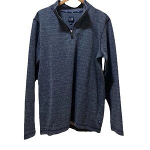 Gap Mens 1/4 Zip Pullover Long Sleeve Performance Cotton Navy Sz L